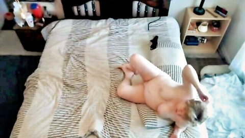 Nude BBW amateur with big natural breasts lounging seductively