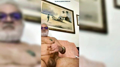 Mature Indian daddy solo masturbation on couch