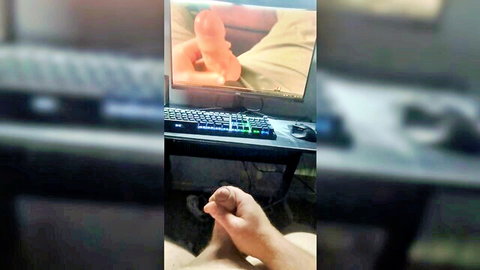 GermanDick35 masturbates watching explicit video on computer