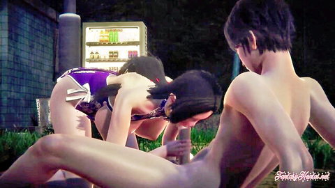 Boa Hancock in purple swimsuit gives POV blowjob in One Piece hentai threesome creampie scene