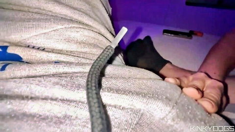 Fablazed in kinky amateur foot play, bound socks and hands on legs