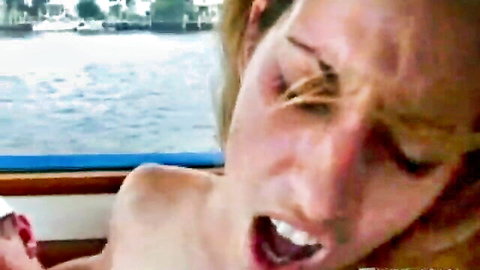 Blonde with big bouncing tits gets drilled on boat by lover