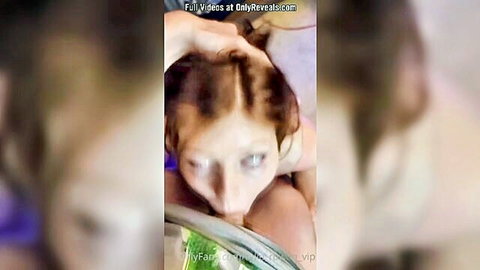 Redhead amateur giving intense POV blowjob in OnlyFans video