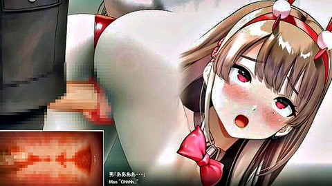 Anime bunny girl in white lingerie taking doggy style creampie