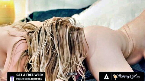 Jessica Ryan nude blonde stepmom on bed in Mommy's Girl scene