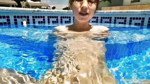 Skinny teen Kate Quinn nude underwater in pool
