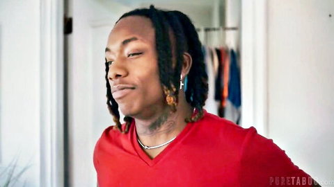 Black man with dreads in red shirt, PureTaboo Skeletons In His Closet ft. Destiny Mira, Ameena Green
