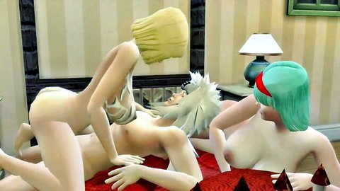 Anime trio Naruto, Sakura & Hinata in kinky threesome sharing black cocks for anal fun