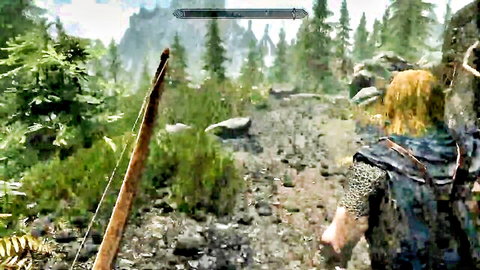 Slim blonde elf MILF archer in Skyrim fantasy forest