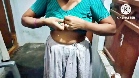 Telugu wife changing saree in front of husband, desi amateur tease
