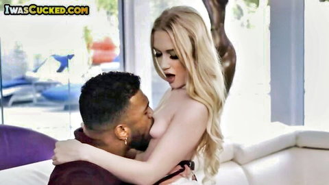 Blonde wife nude embrace with BBC in cuckold IR cheating scene
