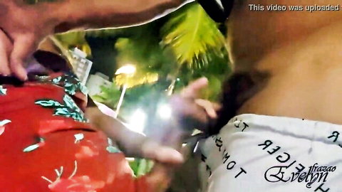 Evelyn Frazao groped outdoors in red dress at Baixada Santista