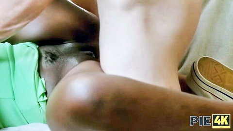 Interracial doggy style sex with white woman in green dress and black stud EboBlack