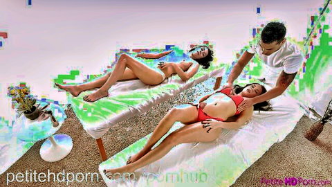 Petite teen girls in first threesome massage scene HD