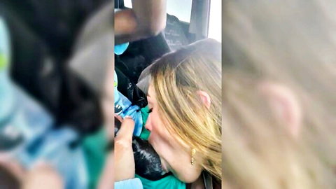 Sugarrspiceee PAWG blonde deepthroats huge BBC in POV car blowjob