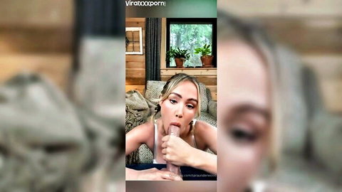 Sara Jean Underwood teases with realistic dildo sucking in solo video