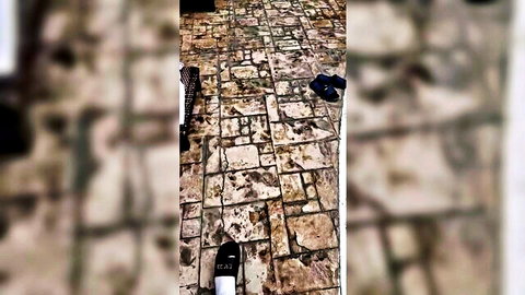 MrPatoLucas Uber Licks scene with discarded clothes on tiled floor