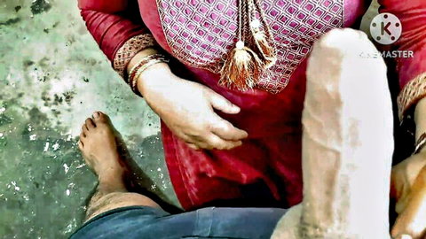 SexyNEBBW in Indian dress teases neighbor's big cock in homemade kitchen scene