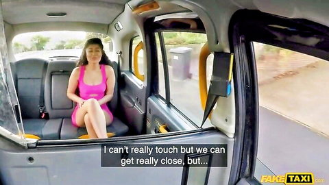 Marina Maya in pink top teasing in fake taxi cab ride