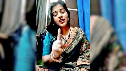 Anupama Jhosi in sexy blue saree, Indian cam tease
