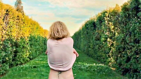 Eleanore Pienta nude ass exposed in outdoor garden scene from Plaisir (2021)