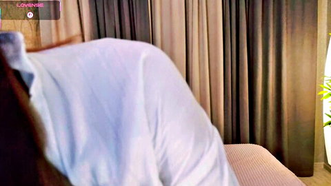 Bonnie Claid young shy teen camgirl in white shirt, Chaturbate solo