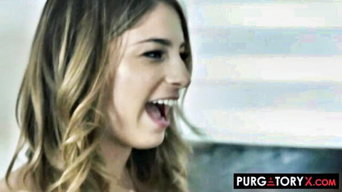 Kenzie smiling excitedly in PurgatoryX Caught in the Act Part 1 with Kristen