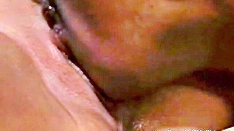 Close-up of intense vaginal penetration in hot wife sharing scene
