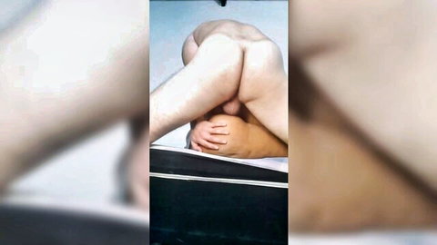 Latina with big fat ass bends over as hand spreads cheeks exposing wet pink pussy and tight anus