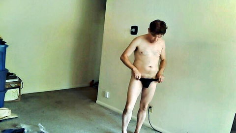 Maudau79 kinky solo tease, slim dude pulls down underwear exposing cock
