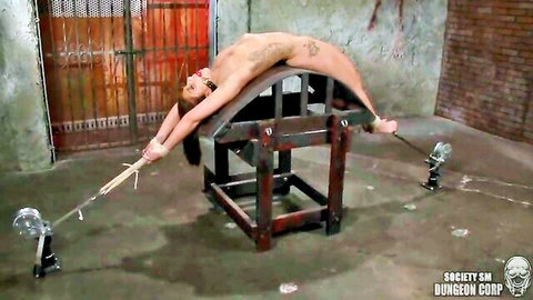 Mischa Brooks nude and stretched in intense BDSM bondage
