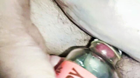 Sexypandabear27 inserts bottle in pussy closeup