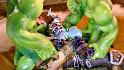Hentai elf gangbanged by muscular green orcs in fantasy armor