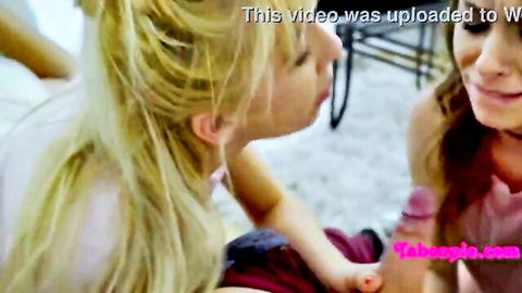 Kenzie Reeves and step sister in close intimate kiss, blonde petite model
