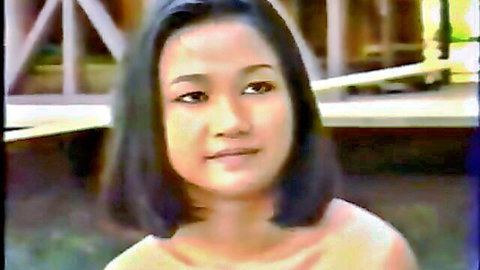 Young Thai 18yo woman with short black hair in casual top, virginity loss theme