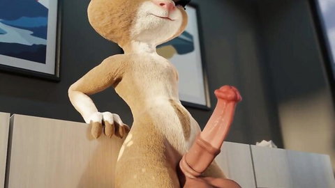 Animated furry anthro female with large dildo in cock vore scene by forshu