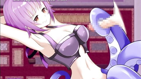 Purple-haired anime succubus teased by tentacles in Succubus Tamer 2 temptation