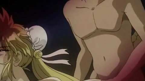 Blonde anime ninja girl in maid outfit straddles muscular redhead in Karakuri Ninja Girl Ep.1