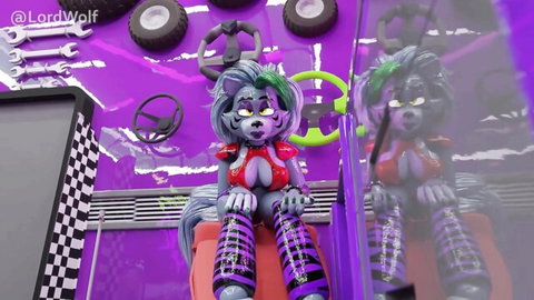 Punk anthro wolf girl in revealing red top and striped leggings, vore animation by lordwolf