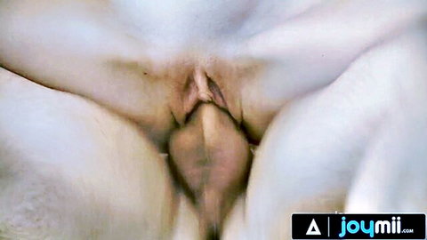 Close-up of cute teen's wet pussy spread during sensual fuck