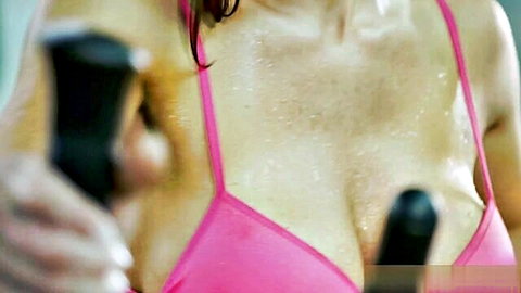 Kendra Lust sweaty in pink bra, groped by BBC in gym fuck scene