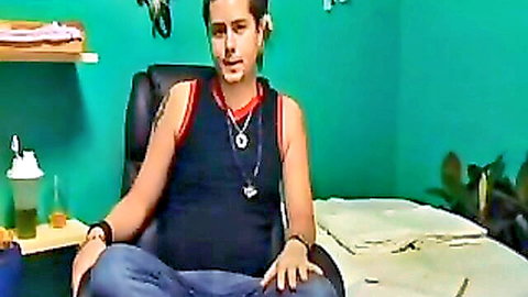 Man demonstrating massage orgasm technique in tank top and jeans
