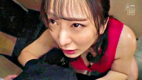Mizuki Yayoi seductive close-up in pink lingerie and black gloves, JAV milf tease