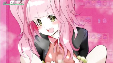 Illya pink-haired anime succubus in seductive censored pose from Succubus Tamer 2