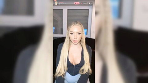 Kaiseybuun in black cleavage top and tight yoga leggings