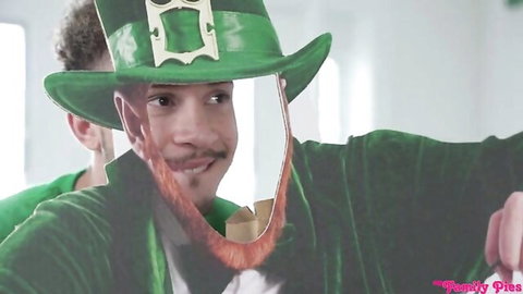 Braylin Bailey in sexy St. Patrick's Day leprechaun costume, smirking playfully