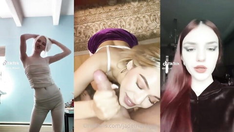 Blonde amateur babe's wet pussy fingered hard doggy style in TikTok compilation