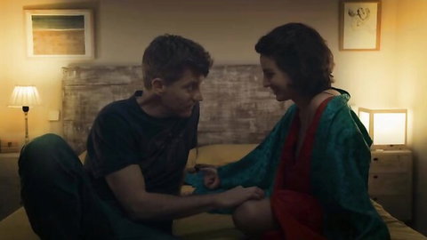 Silvia Acosta in erotic couple scene, intimate bed touch