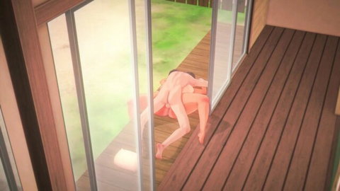 3D anime babe with huge tits fucked doggy style by big cock on sunny deck