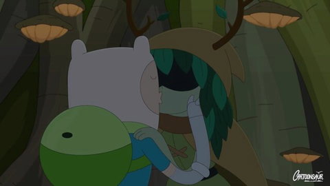 Animated Finn and Fern kissing tenderly in forest, Natural Love preview